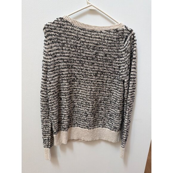 Loft Womens M Medium Striped Textured Knit Sweater Beige/Black Size - Picture 4 of 4